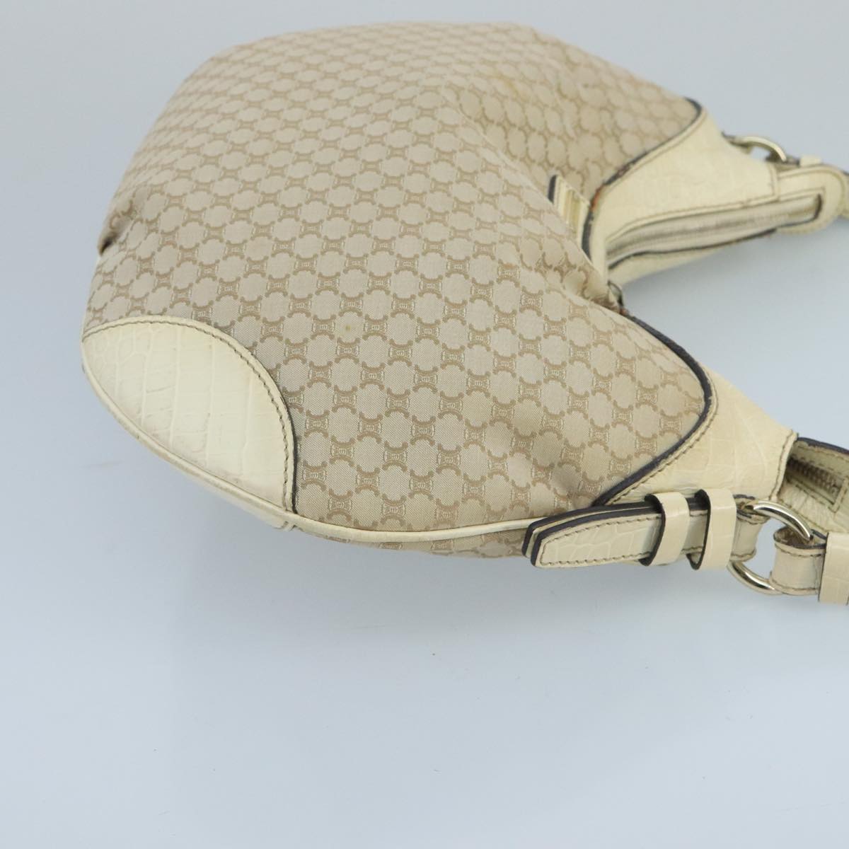 CELINE Macadam Canvas Shoulder Bag Beige Auth 99925