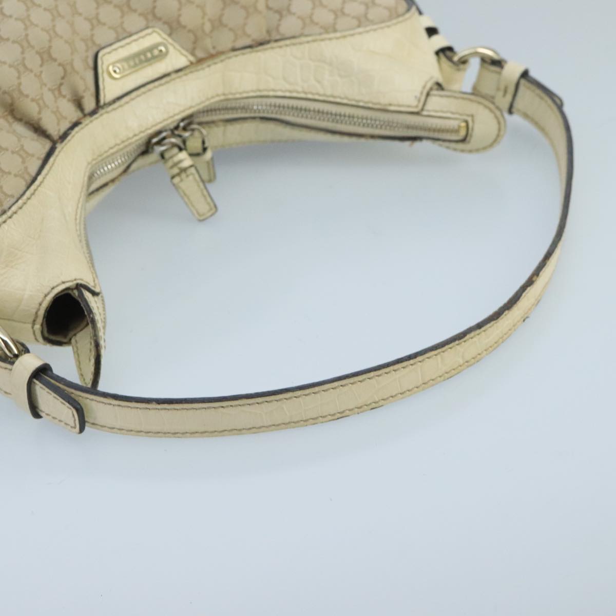 CELINE Macadam Canvas Shoulder Bag Beige Auth 99925