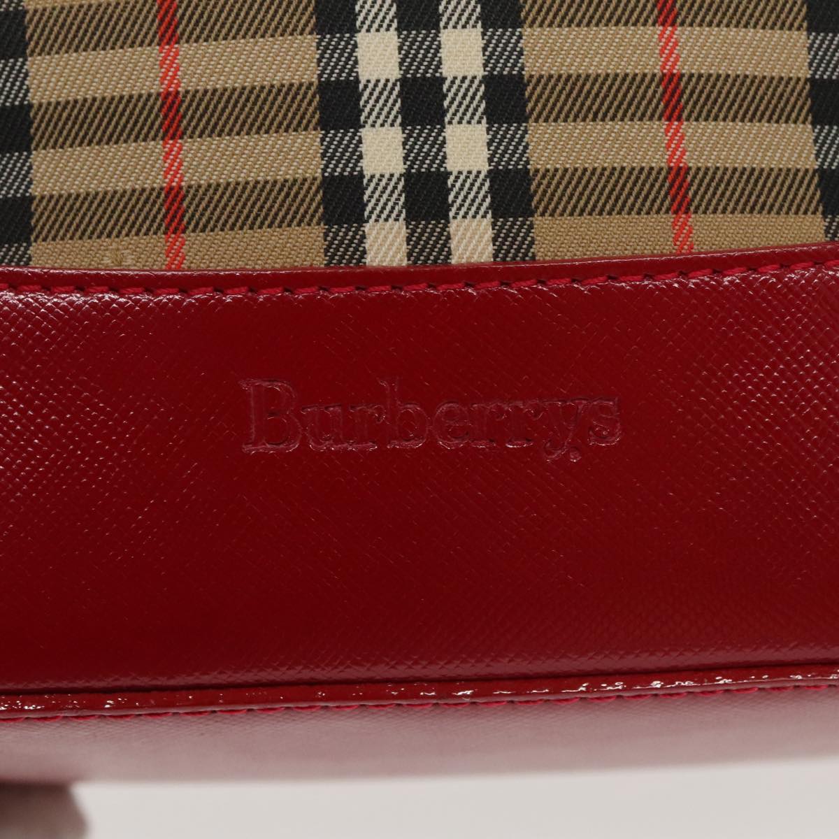 Burberrys Nova Check Tote Bag Canvas Beige Red Auth 99933