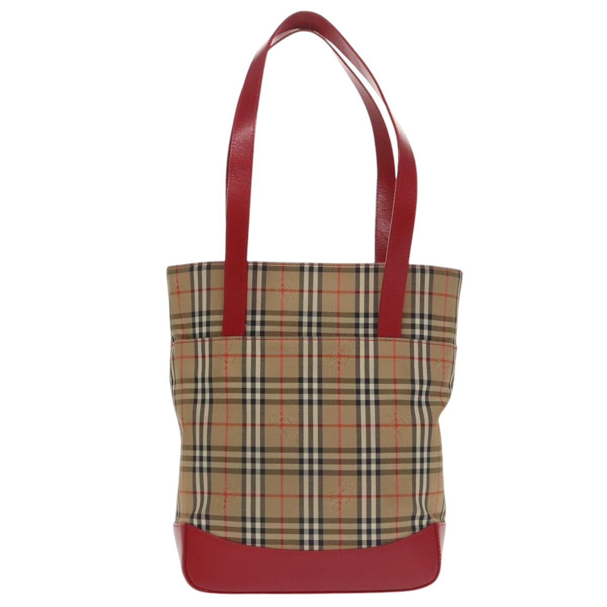 Burberrys Nova Check Tote Bag Canvas Beige Red Auth 99933