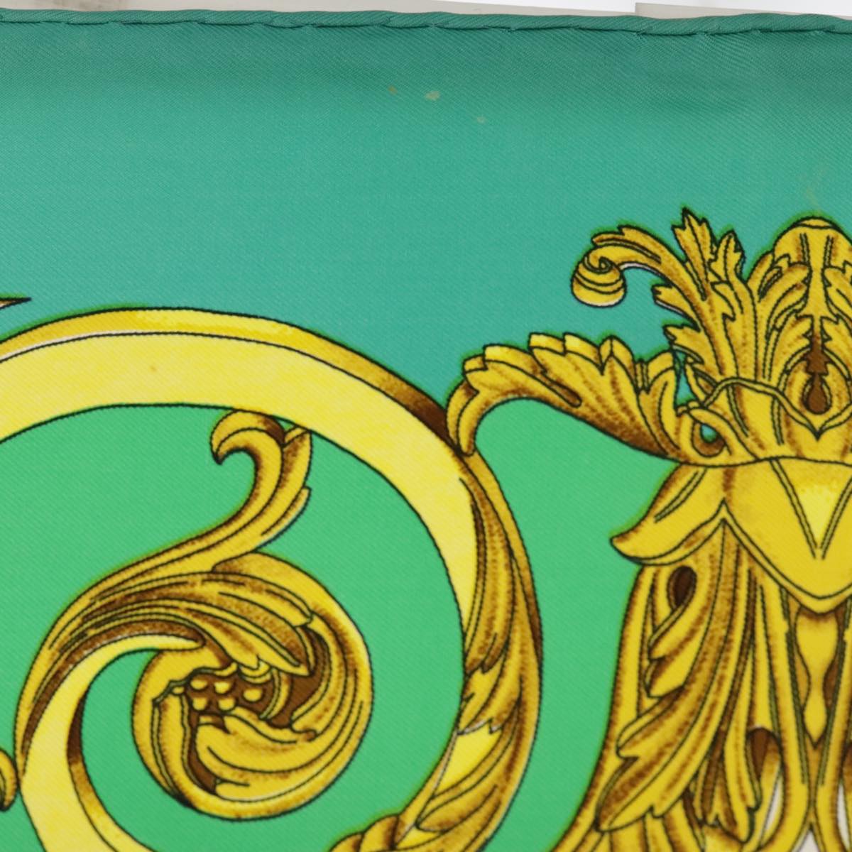 HERMES Carre 90 Scarf ""LES TUILERIES"" Silk Green Yellow Auth 99949