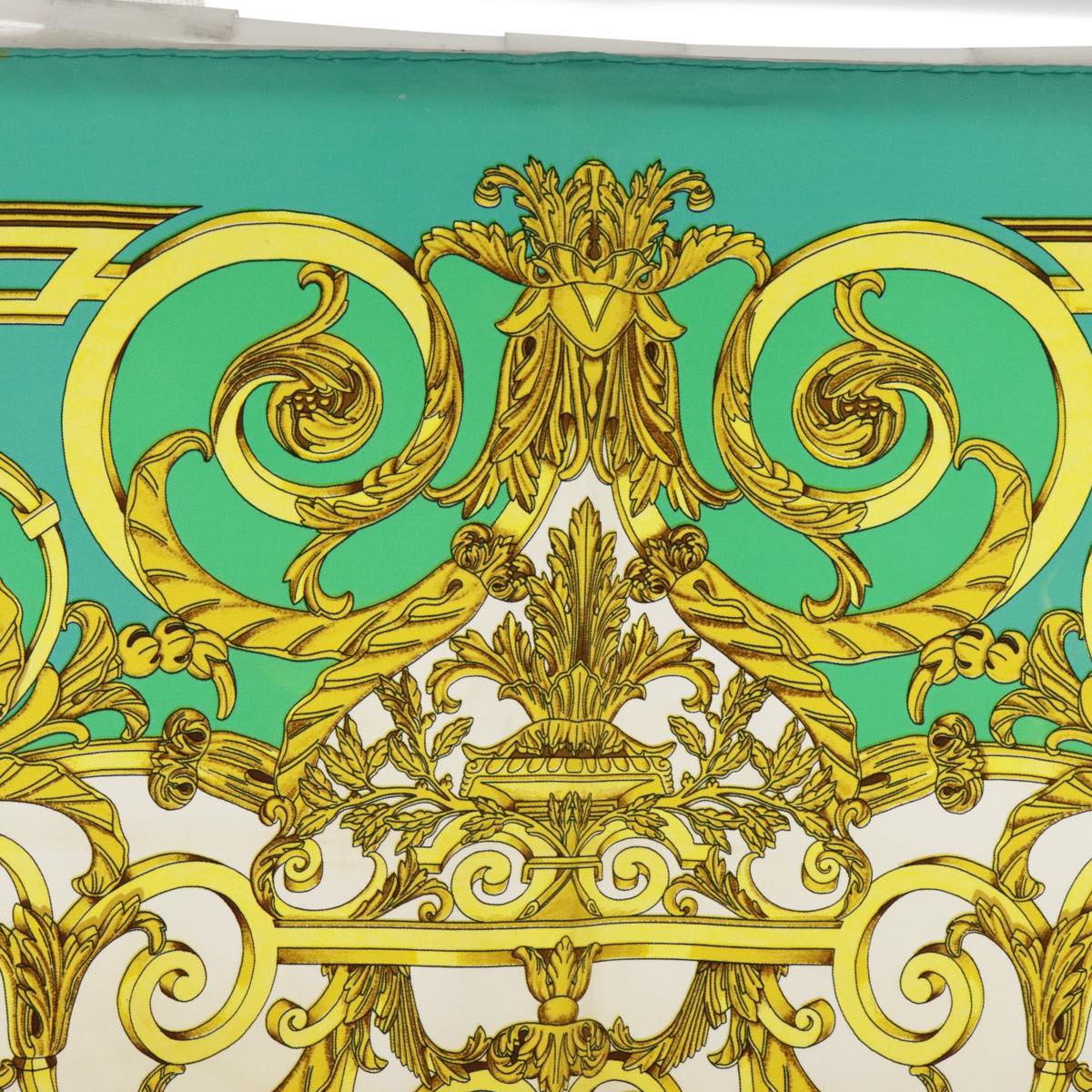 HERMES Carre 90 Scarf ""LES TUILERIES"" Silk Green Yellow Auth 99949