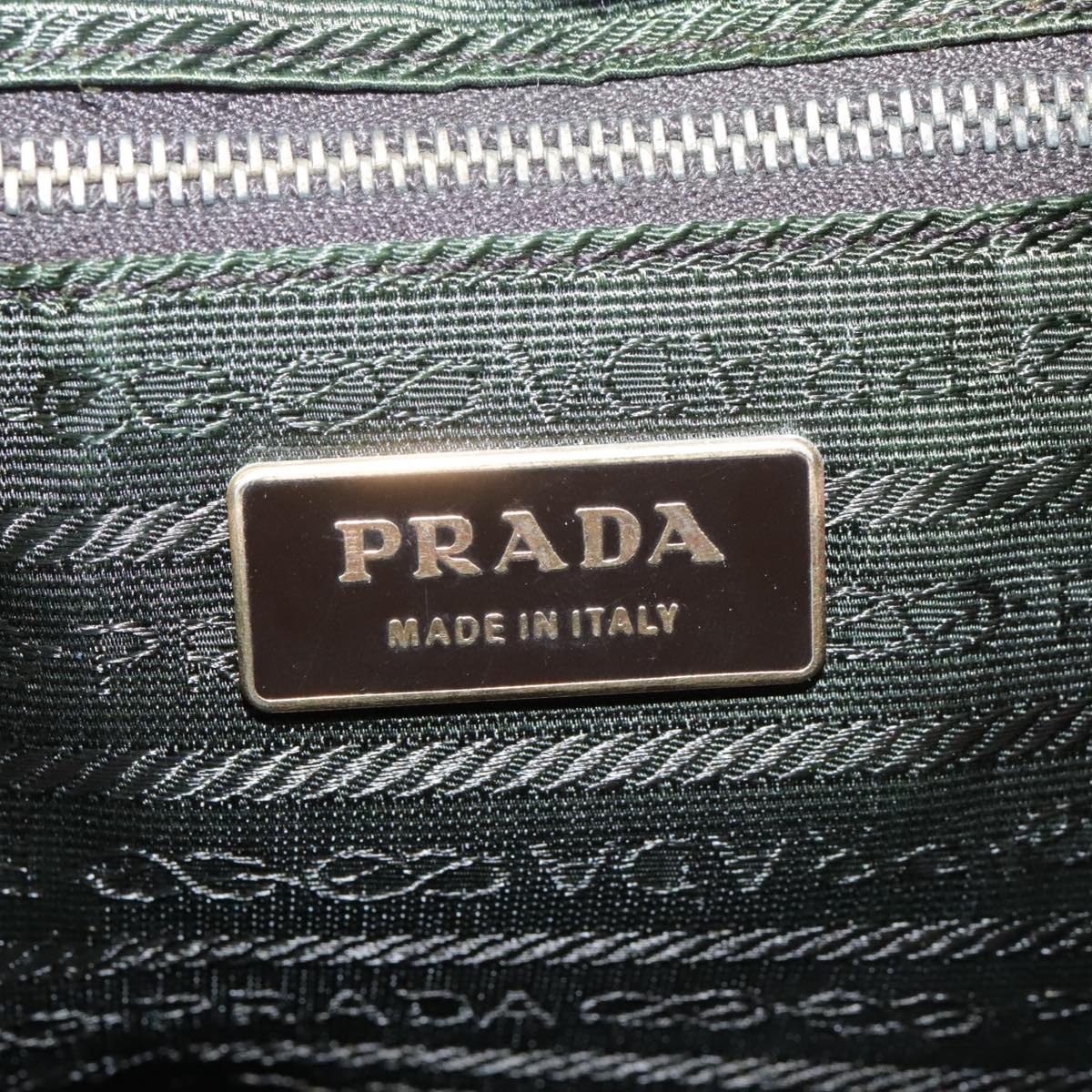 PRADA Shoulder Bag Nylon Leather Beige Gold Auth 99957