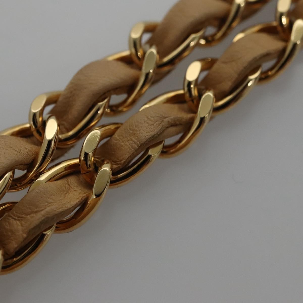 CHANEL Matelasse 25 Chain Shoulder Bag Lamb Skin Beige Gold CC Auth 99970SAV