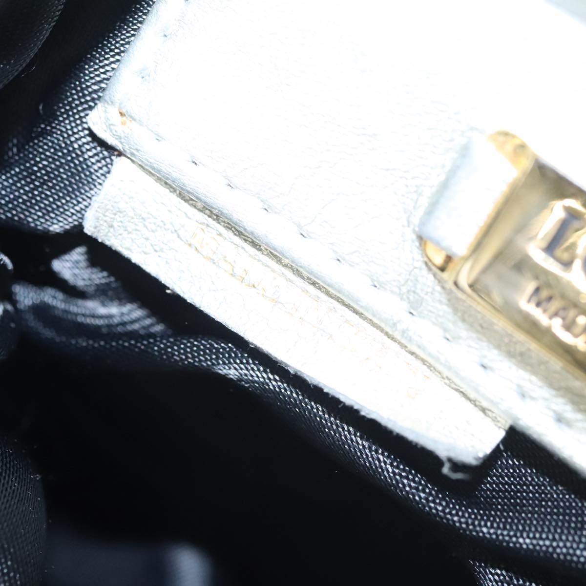 LOEWE Fringe Shoulder Bag Leather Silver tone Auth 99979