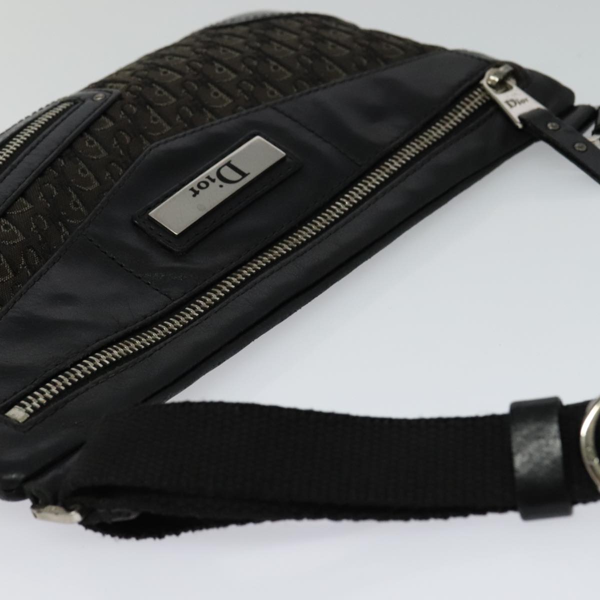 Christian Dior Trotter Canvas Shoulder Bag Black Auth 99984