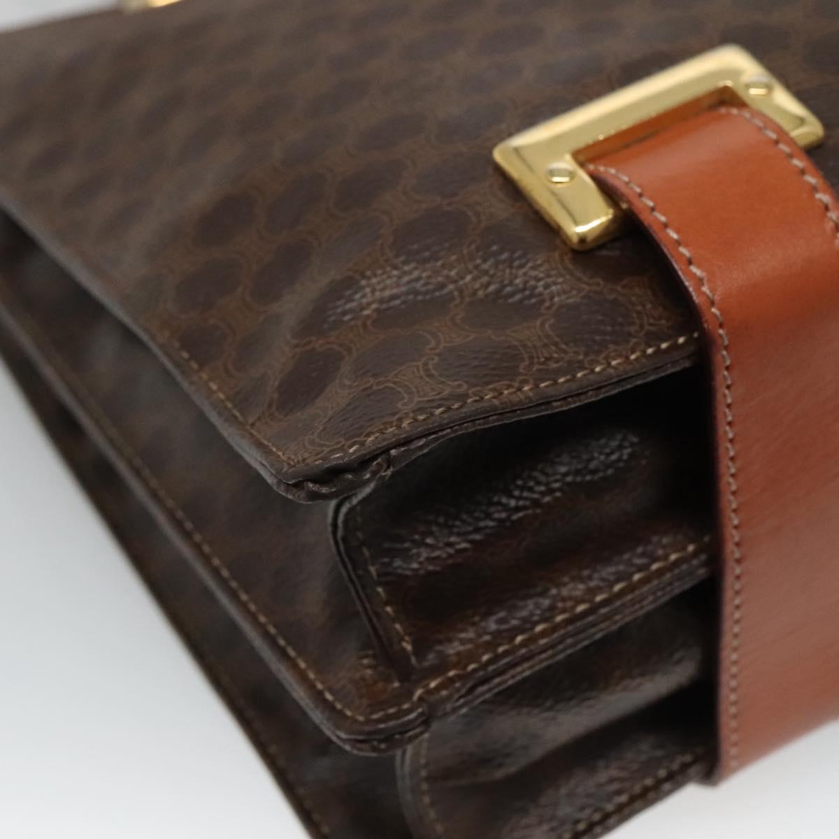 CELINE Macadam Canvas Shoulder Bag PVC Leather Brown Gold Auth 99997