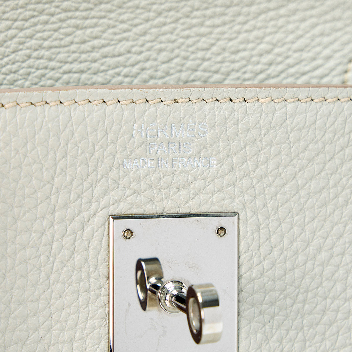 HERMES Birkin 40 2011 □O Hand Bag Pearl Gray Silver Togo Auth