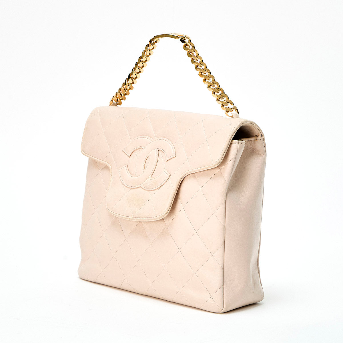 CHANEL Matelasse 1980?1990 Handbag Pink Lamb Skin Auth