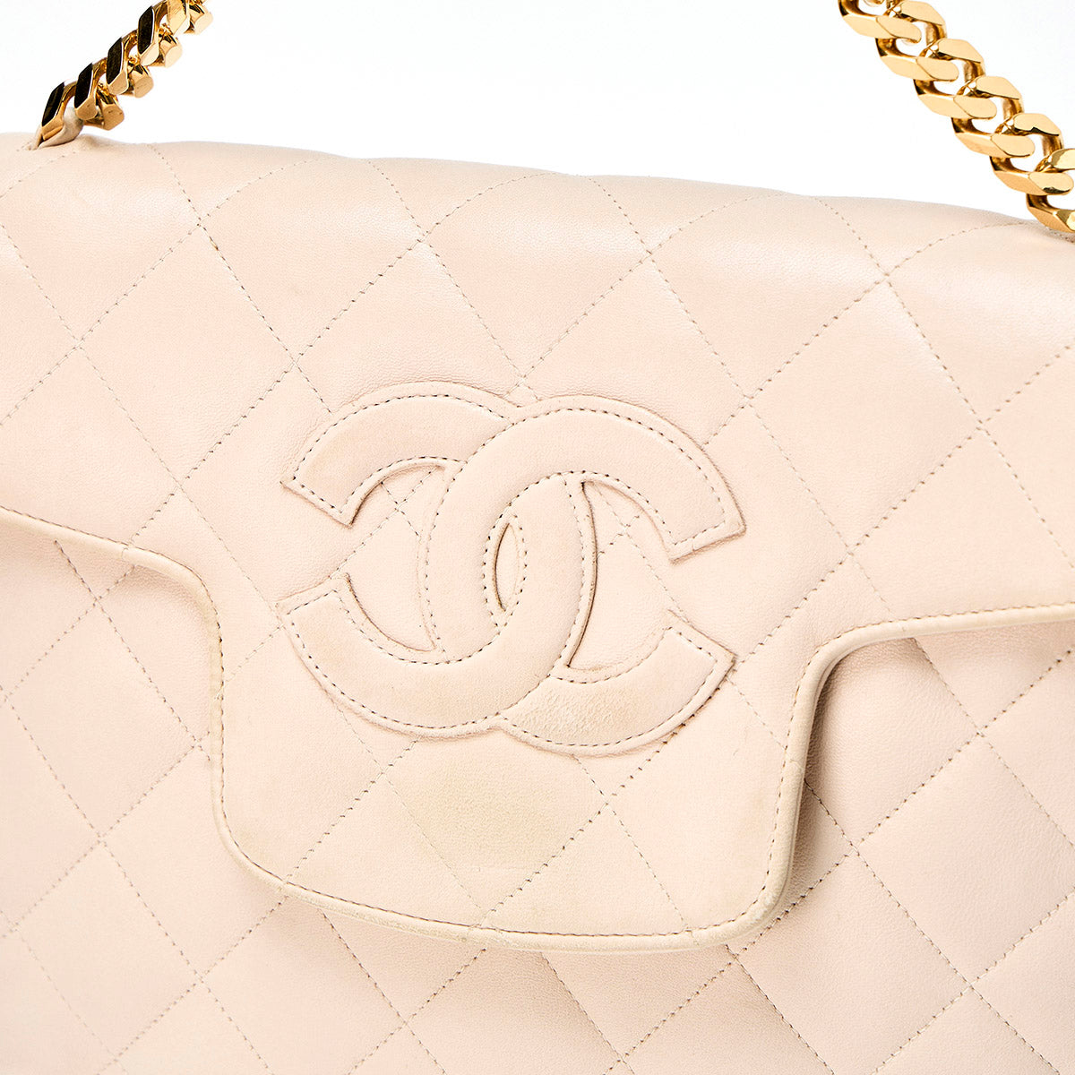 CHANEL Matelasse 1980?1990 Handbag Pink Lamb Skin Auth