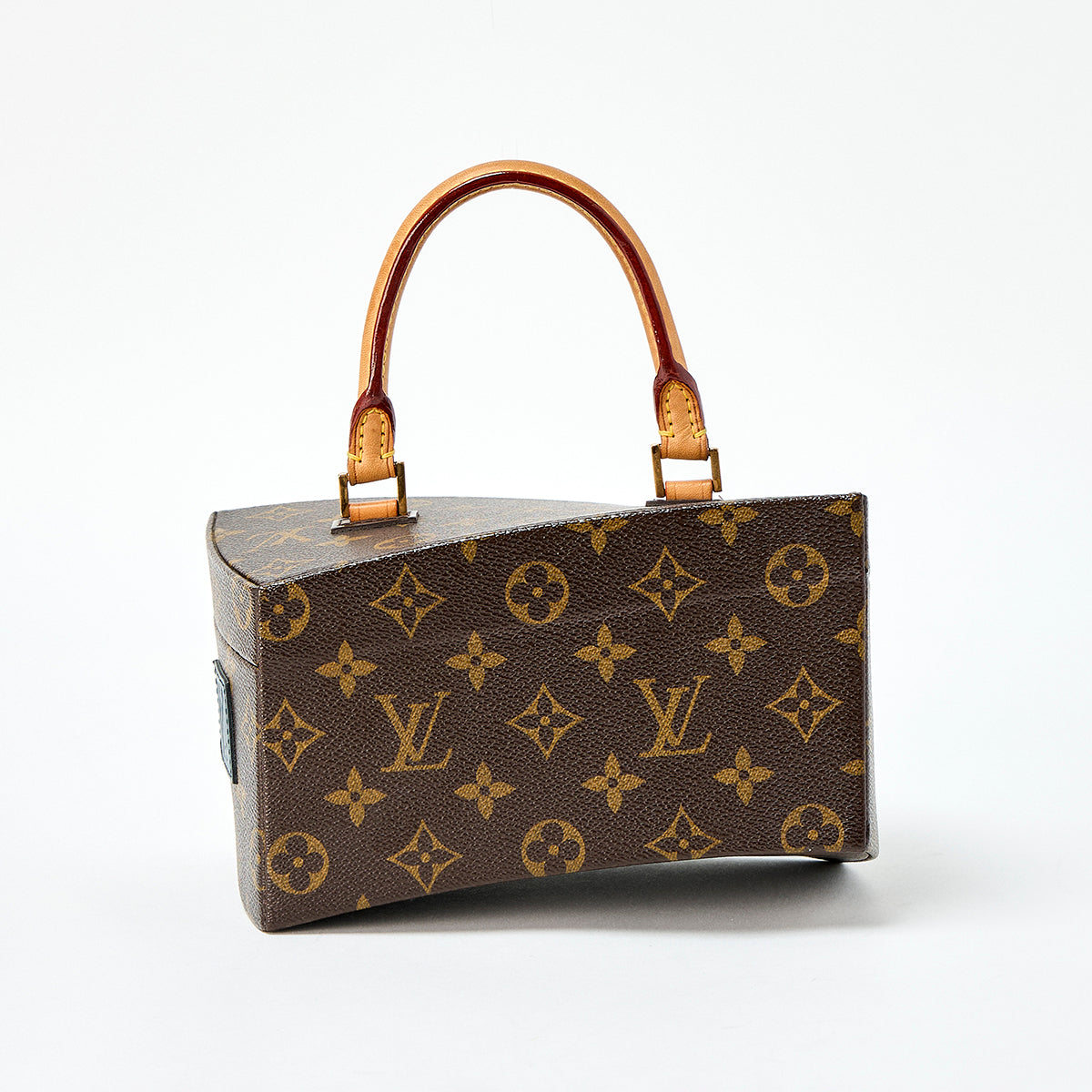 LOUIS VUITTON Twisted Box Hand Bag M40275 Brown Gold PVC Leather Auth
