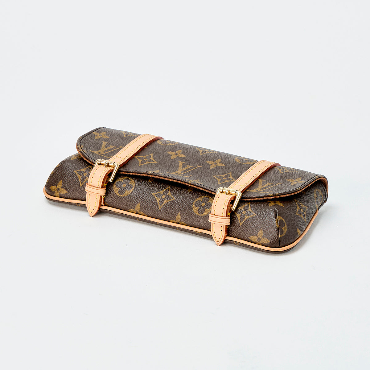 LOUIS VUITTON Pochette Marelle Monogram Shoulder Bag M51159 Brown Gold PVC Leather Auth