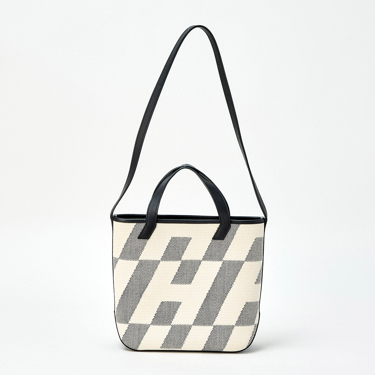 HERMES Ambier PM 2021 Z Shoulder Bag White Black Toile H Swift Leather Auth