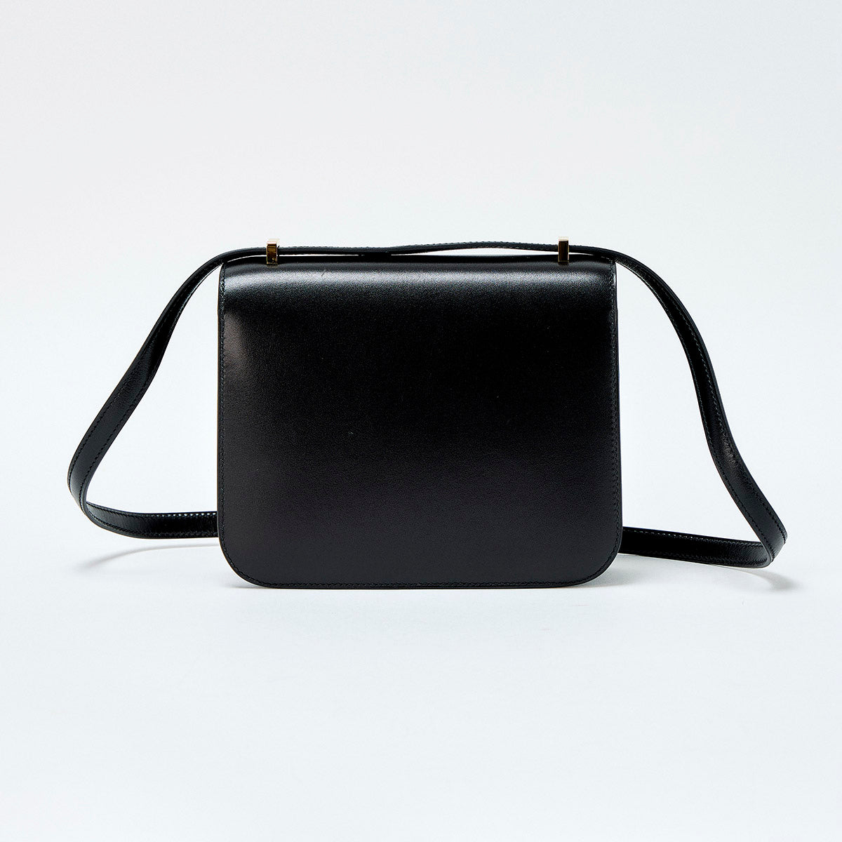 HERMES Constance Mini 2022 U Shoulder Bag Noir Gold Tadelakt Auth