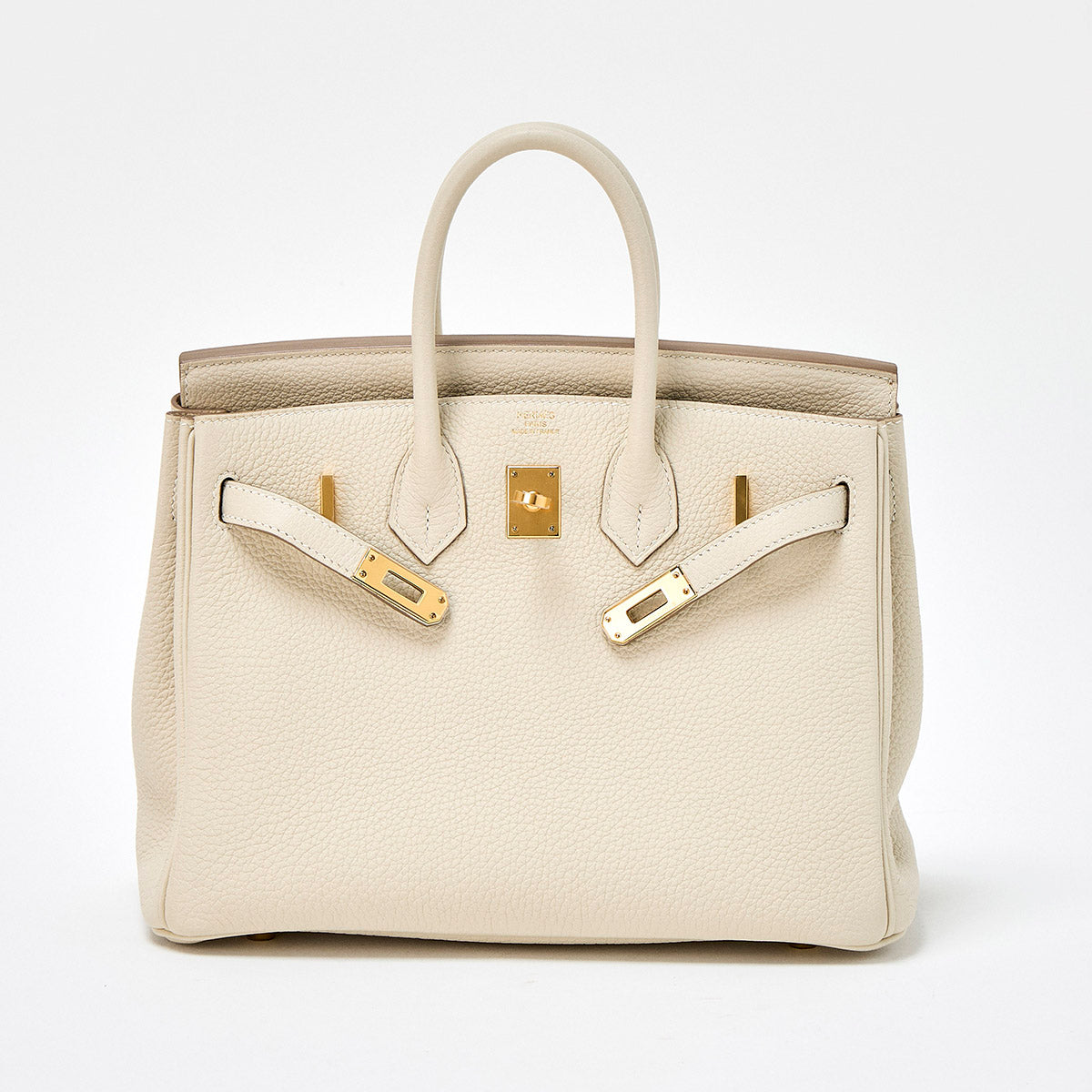 HERMES Birkin 25 2021 Z Hand Bag Crepe Gold Togo Auth