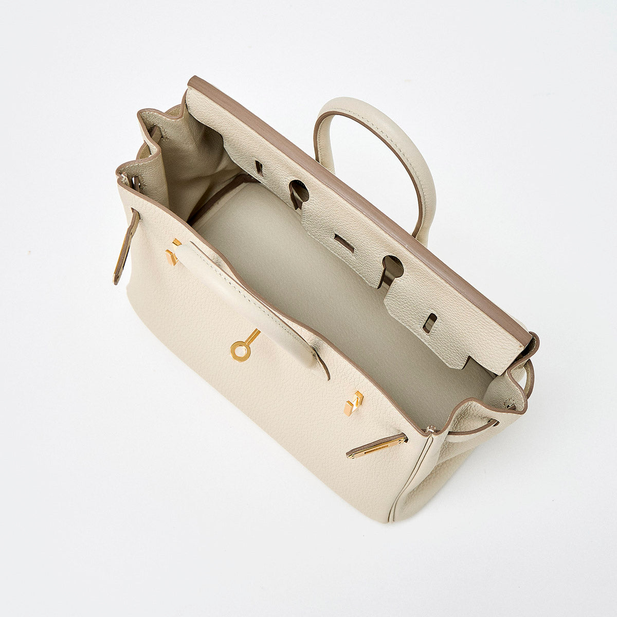 HERMES Birkin 25 2021 Z Hand Bag Crepe Gold Togo Auth