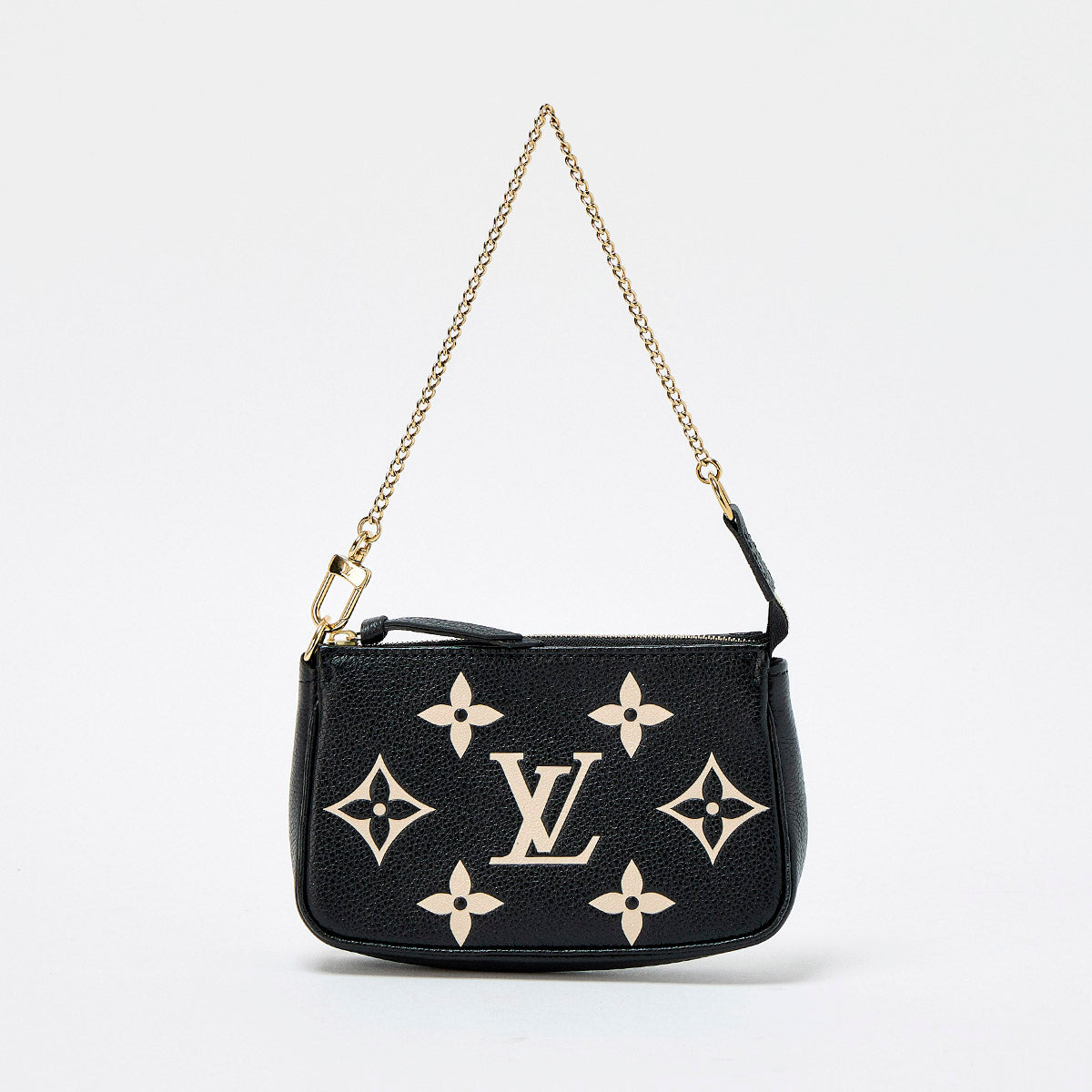 LOUIS VUITTON Pochette Accessoires Monogram Empreinte Mini M80732 Black Beige Gold Leather