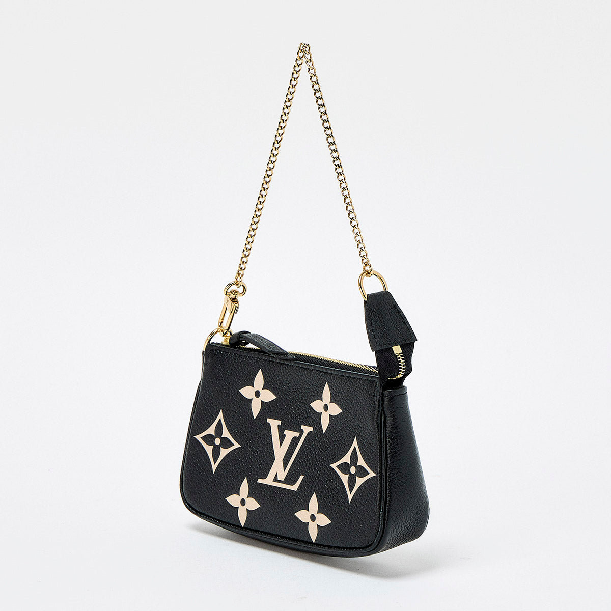 LOUIS VUITTON Pochette Accessoires Monogram Empreinte Mini M80732 Black Beige Gold Leather