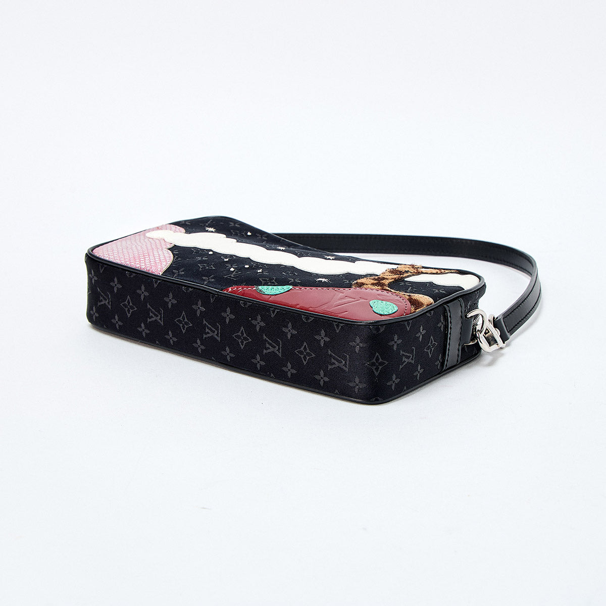 LOUIS VUITTON Monogram Comte de Fe 2002 Shoulder Bag M92275 Black Multicolor Silver Monogram Satin Auth