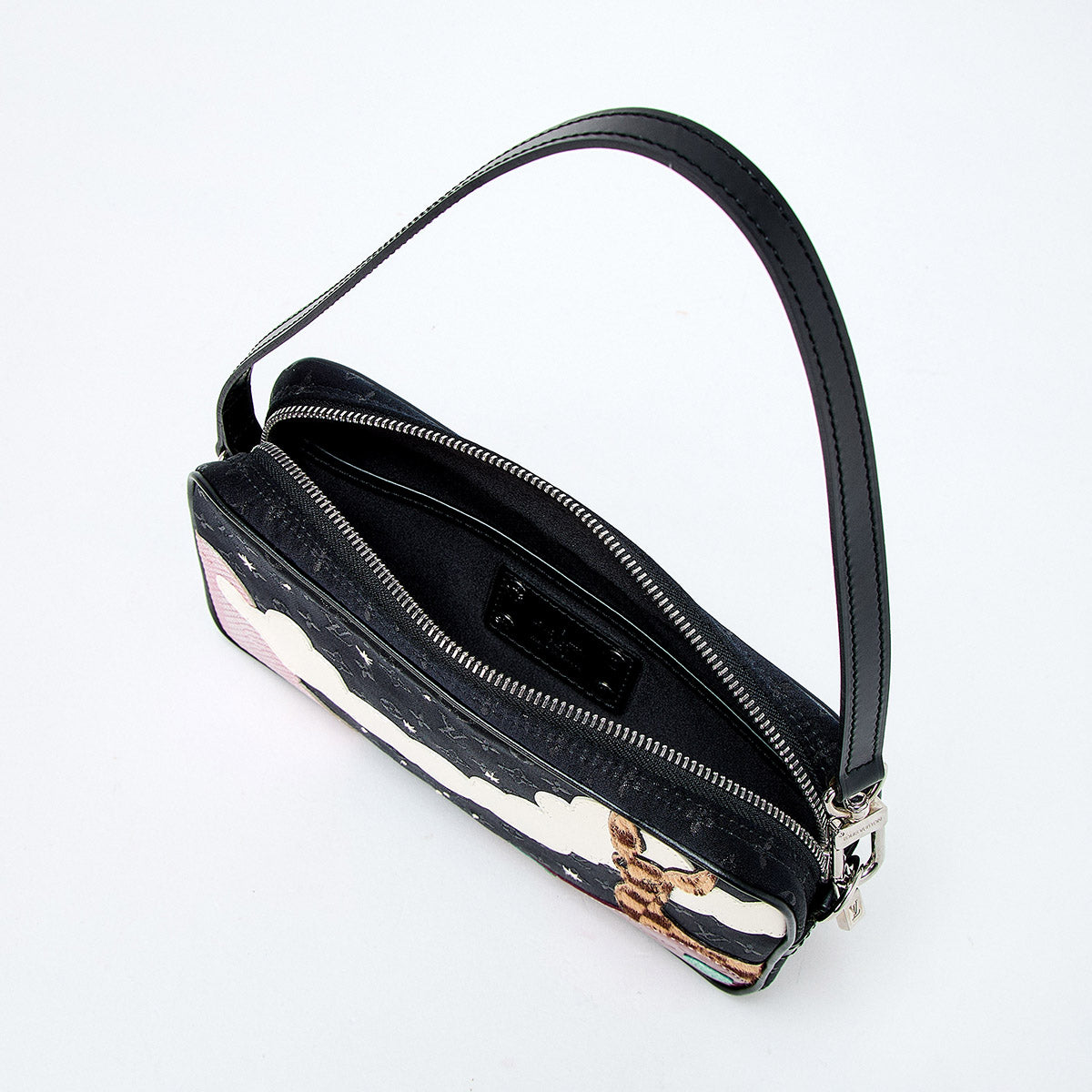 LOUIS VUITTON Monogram Comte de Fe 2002 Shoulder Bag M92275 Black Multicolor Silver Monogram Satin Auth