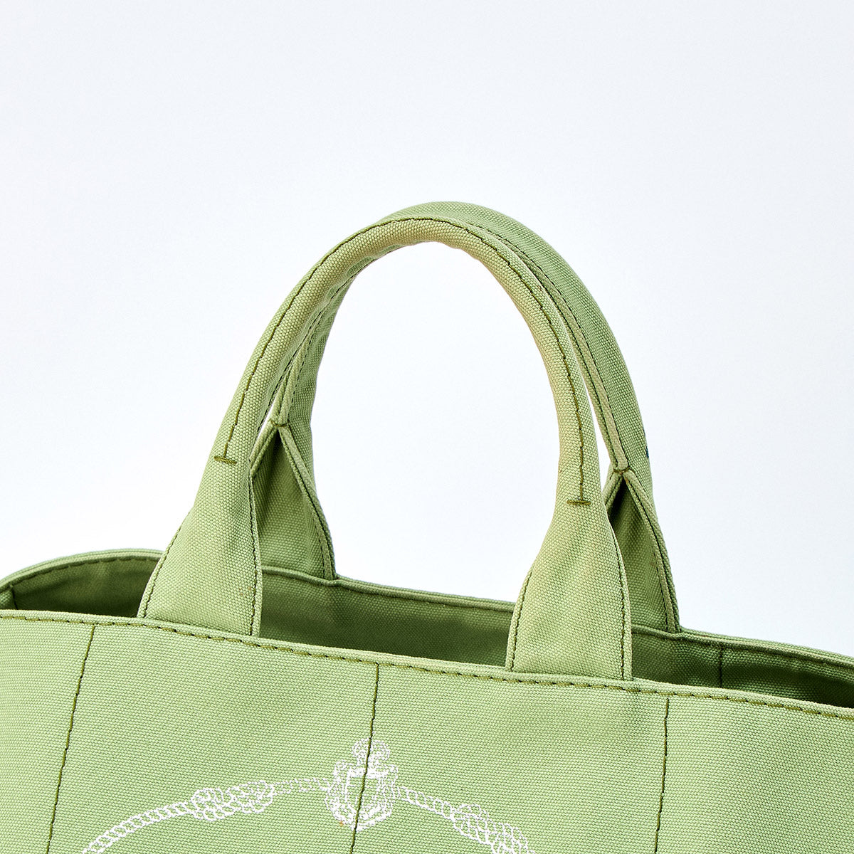 PRADA Triangle Canapa L Hand Bag Green Gold Canvas Auth