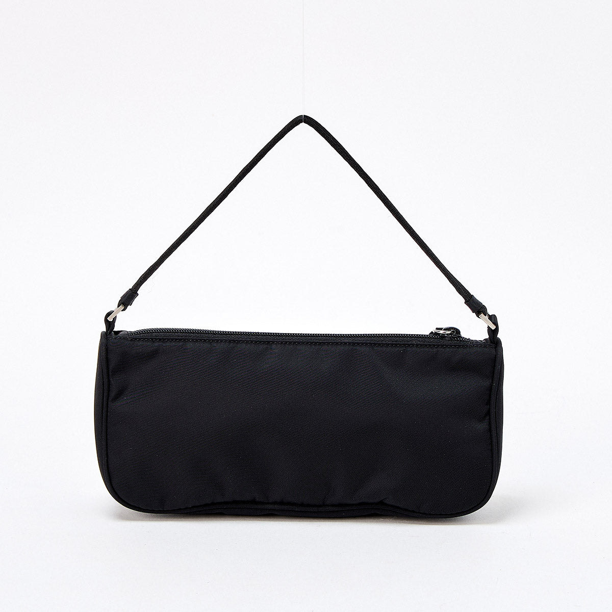 PRADA Triangle Hand Bag Black Silver Tessuto Auth