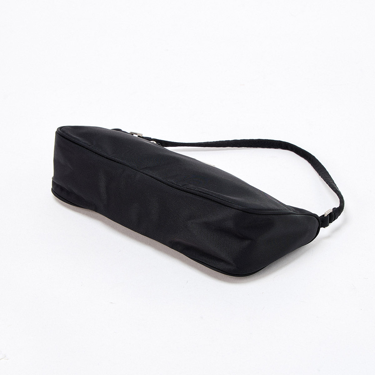 PRADA Triangle Hand Bag Black Silver Tessuto Auth