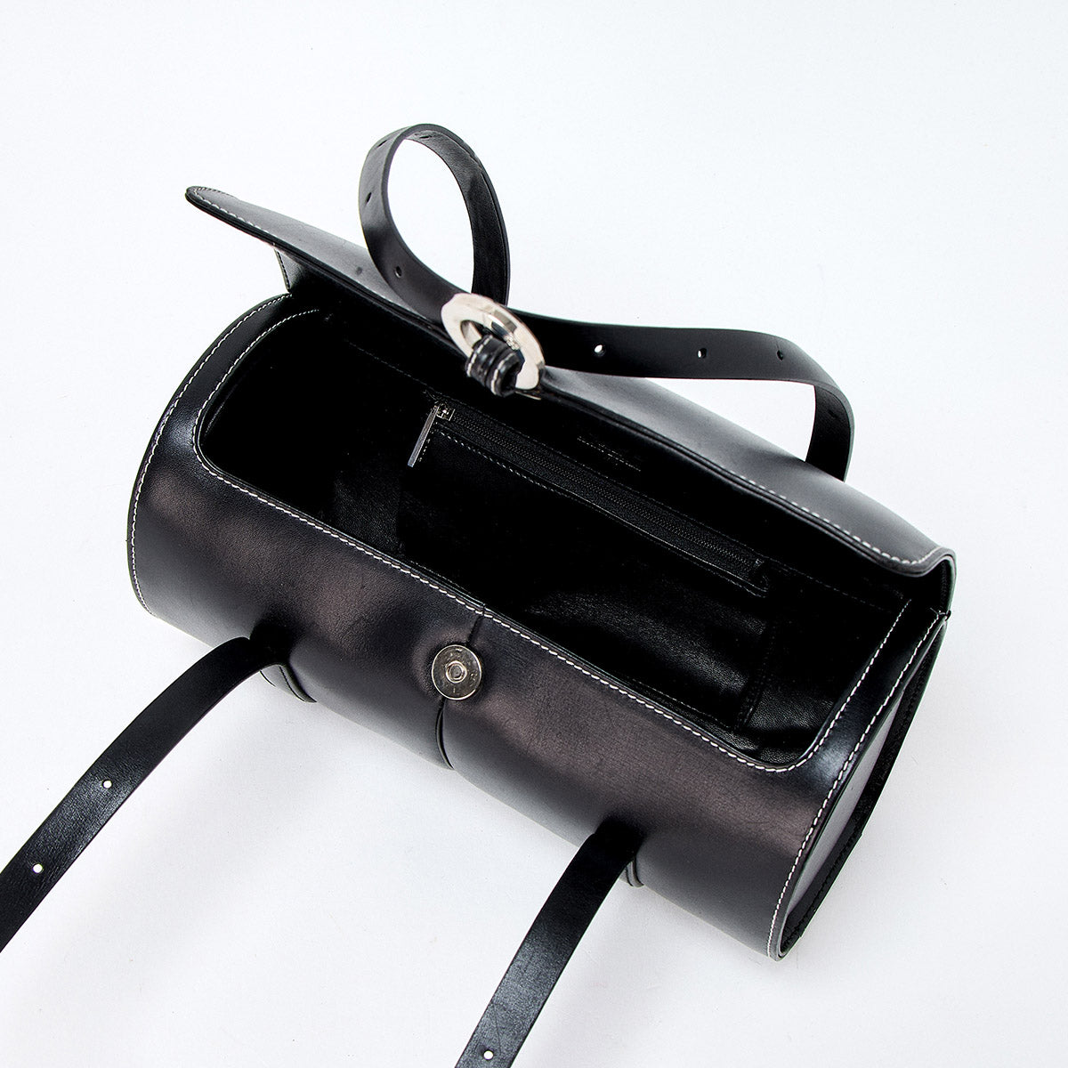 LOEWE Shoulder Bag Black Silver Leather Auth