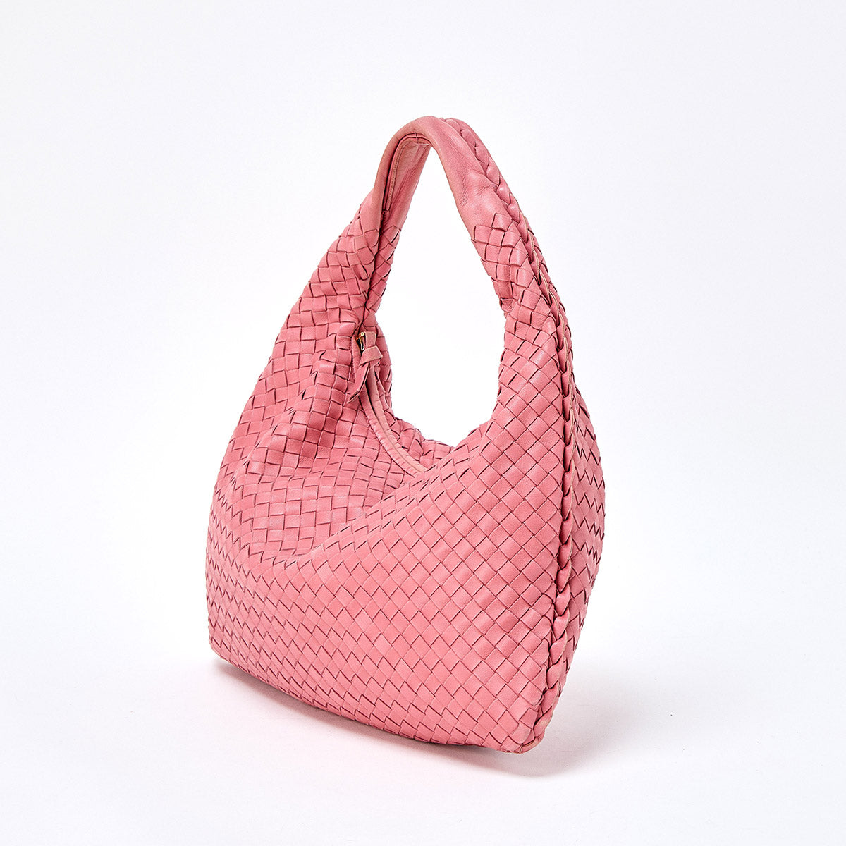 BOTTEGA VENETA Classic INTRECCIATO Shoulder Bag Pink Leather Auth