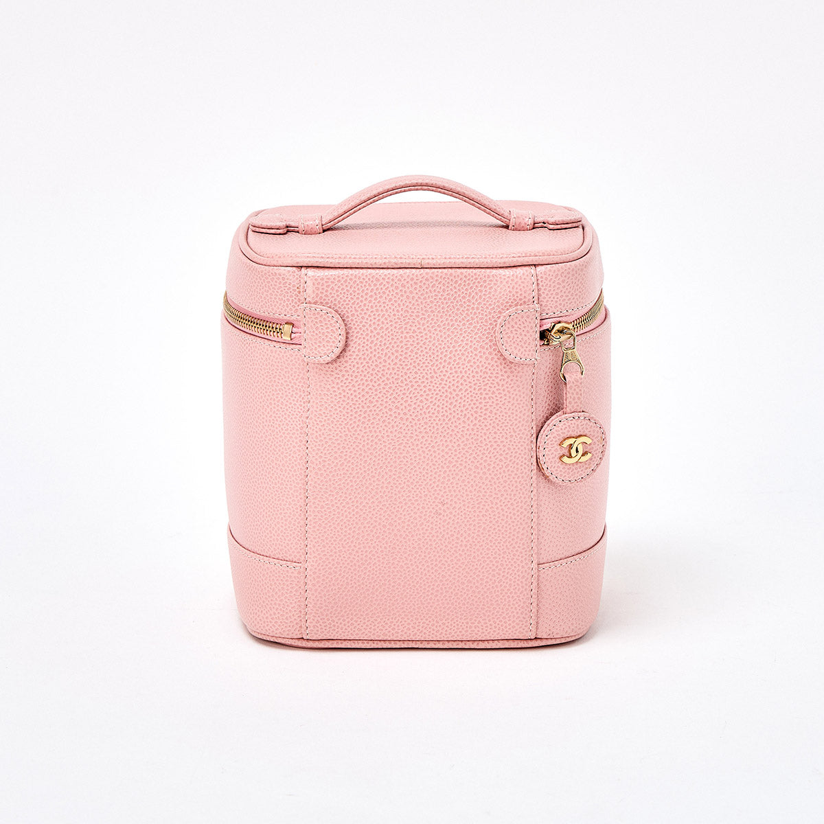 CHANEL COCO Mark 2003 Vanity Bag Pink Gold Caviar Skin Auth