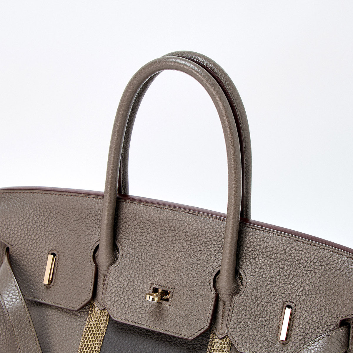 HERMES Birkin Club Hand Bag Ethan Graphite Grey Fonce Gold Taurillon Clemence Auth