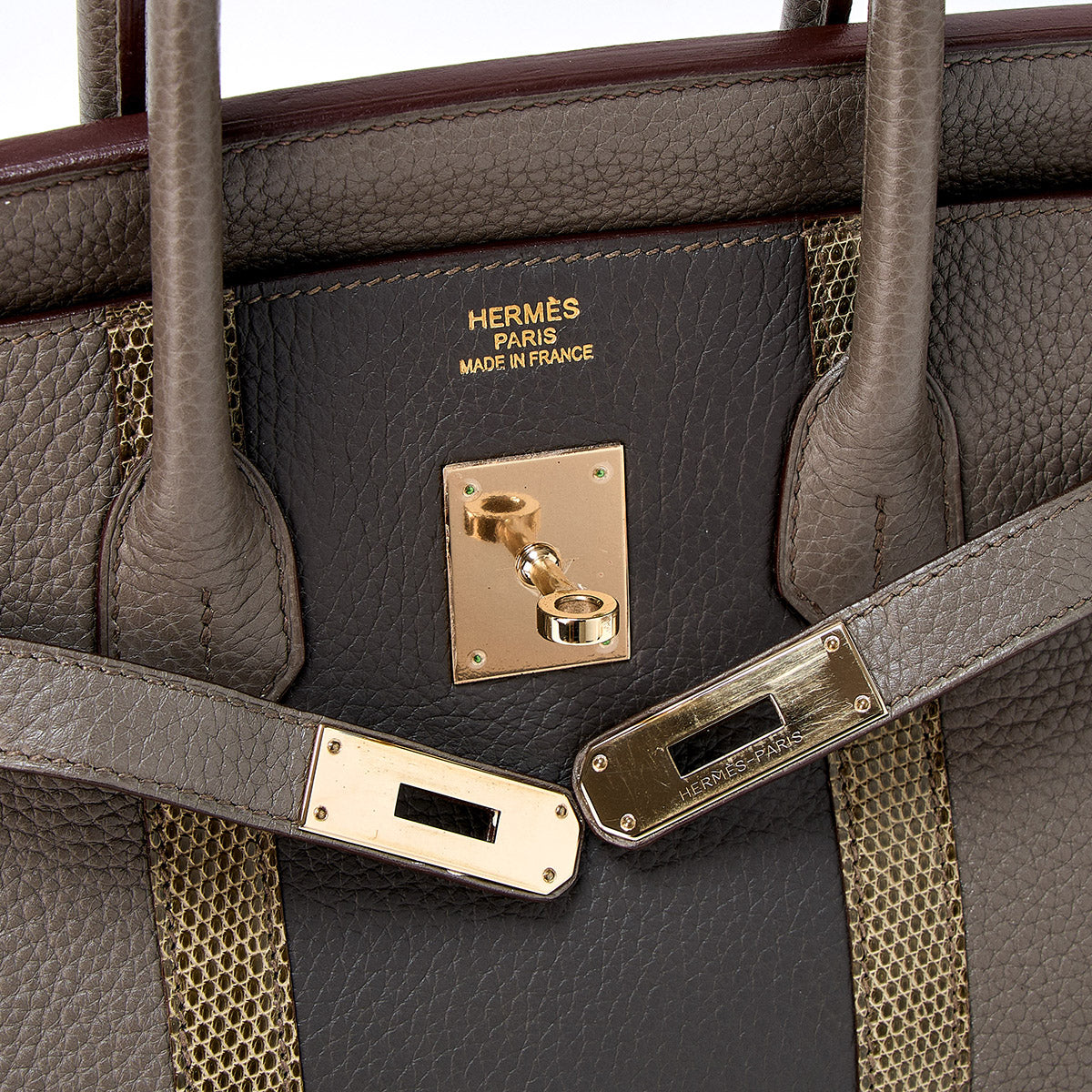 HERMES Birkin Club Hand Bag Ethan Graphite Grey Fonce Gold Taurillon Clemence Auth