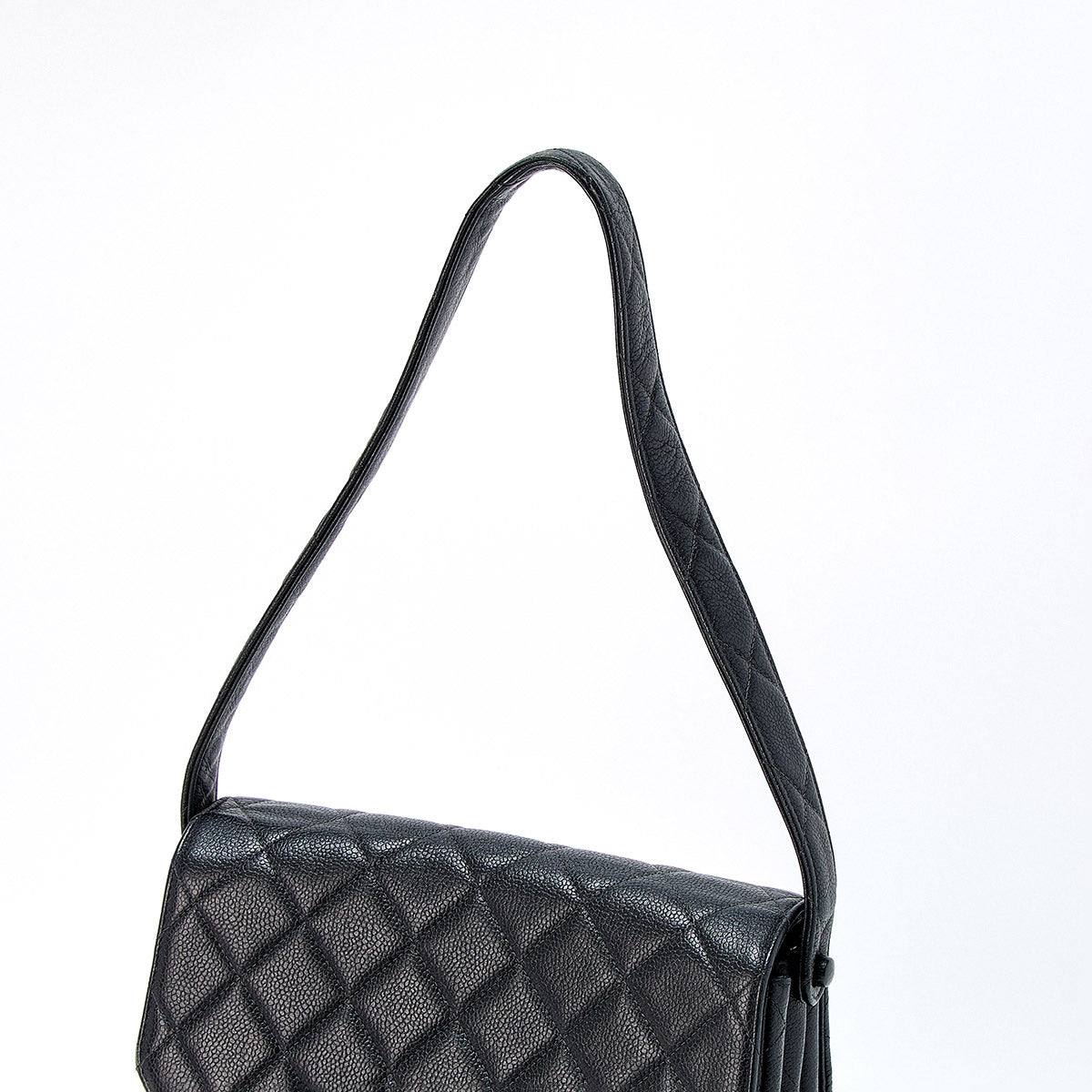 CHANEL Matelasse 1997 Double Face Shoulder Bag Black Gold Caviar Skin Auth