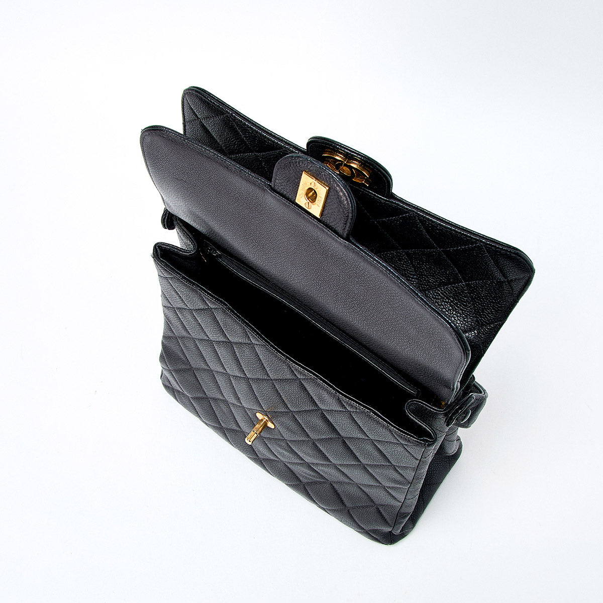 CHANEL Matelasse 1997 Double Face Shoulder Bag Black Gold Caviar Skin Auth