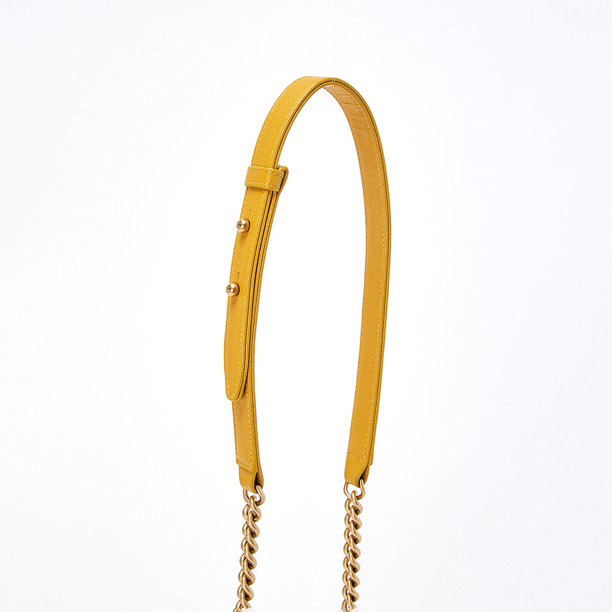CHANEL Boy Chanel Single Flap Double Chain Shoulder Bag 2021 and later Yellow Matte Gold Caviar Skin Auth