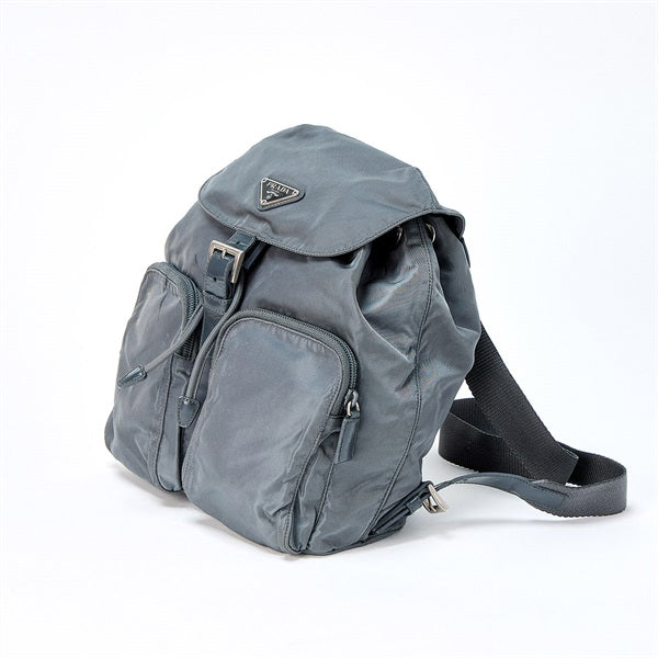 PRADA Triangle Backpack Grey Silver Tessuto