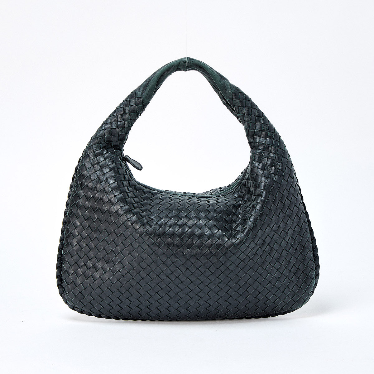 BOTTEGA VENETA Classic INTRECCIATO Shoulder Bag Black Black Leather Auth