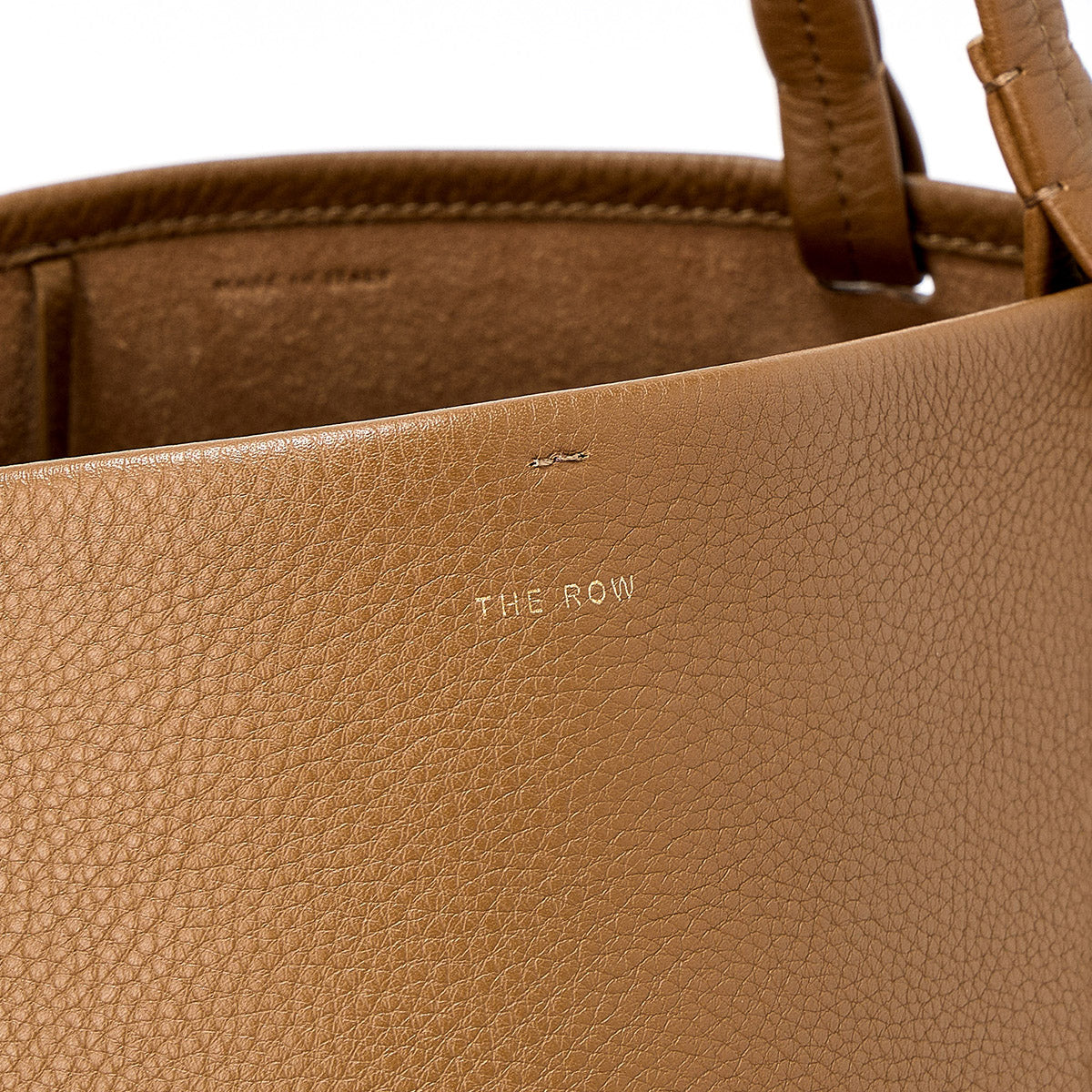 THE ROW Park Tote Three Tote Bag in Brown Grained Leather Auth