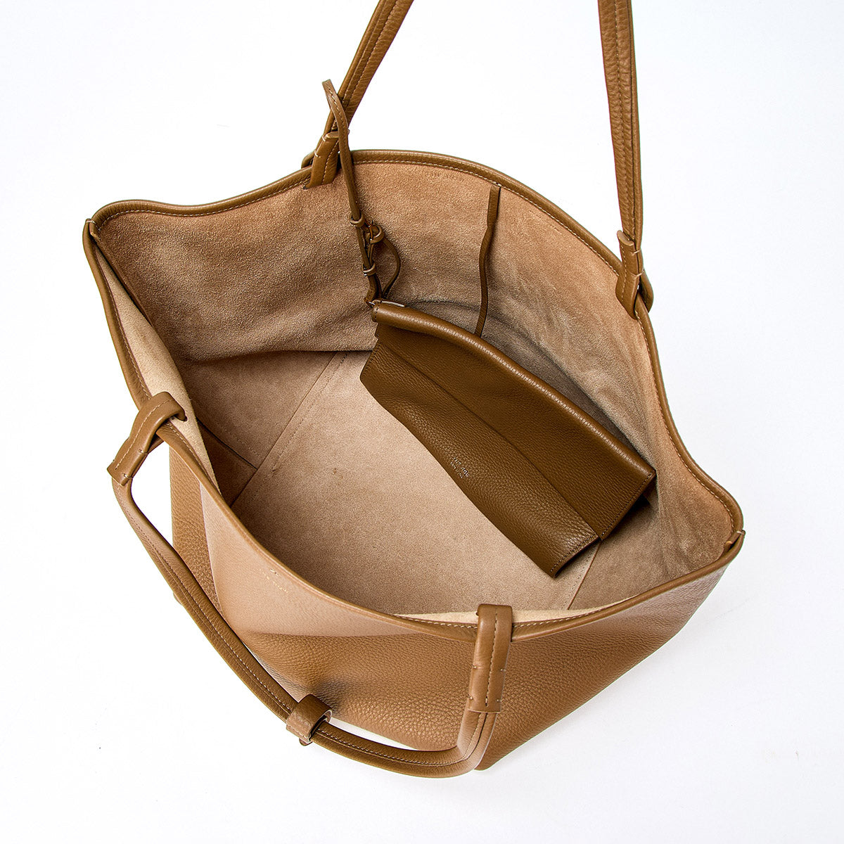 THE ROW Park Tote Three Tote Bag in Brown Grained Leather Auth