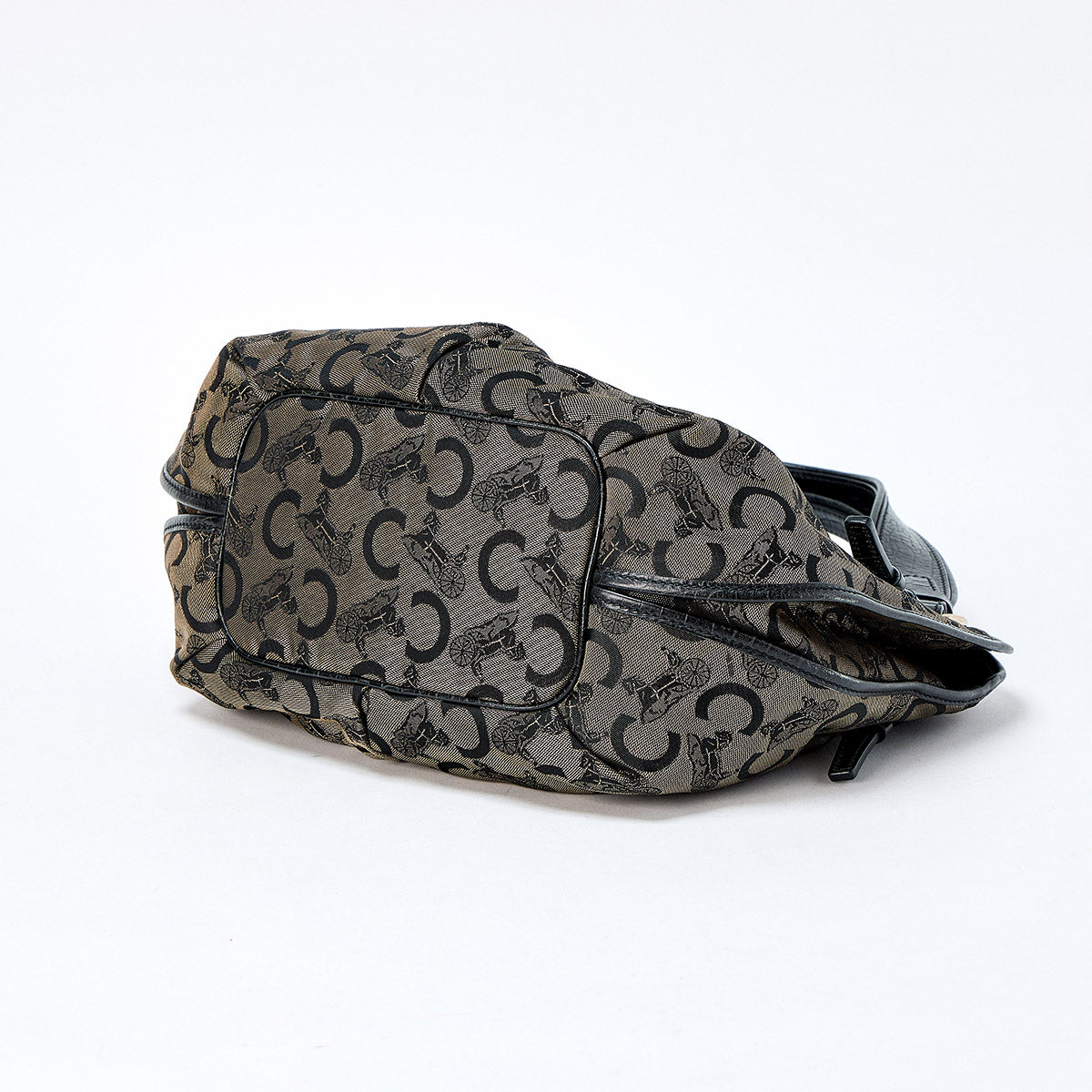 CELINE Bittersweet Macadam Hand Bag Brown Black Gold Canvas Auth