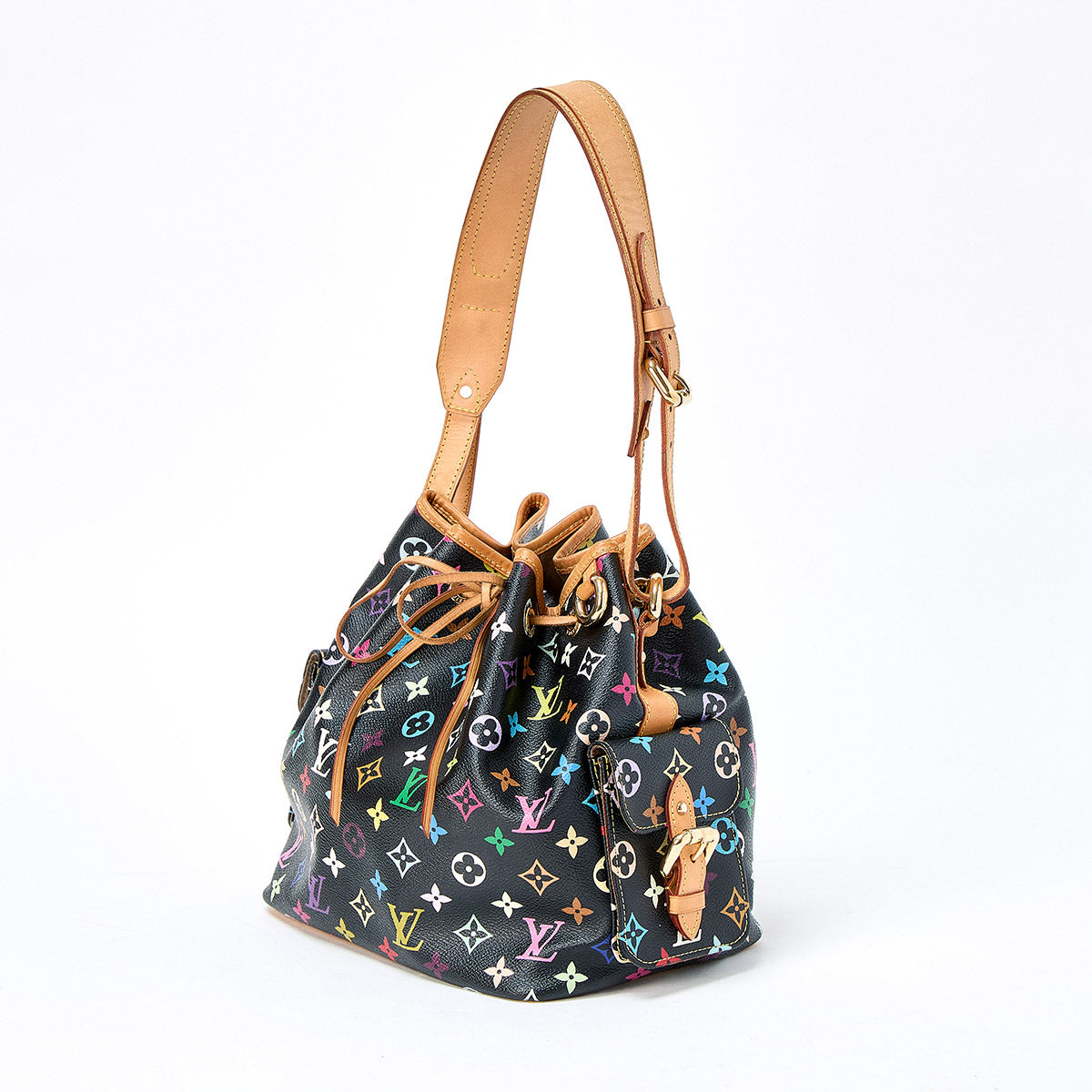 LOUIS VUITTON Petit Noe Monogram Multicolor M42230 Shoulder Bag Multicolor Noir Gold PVC Auth