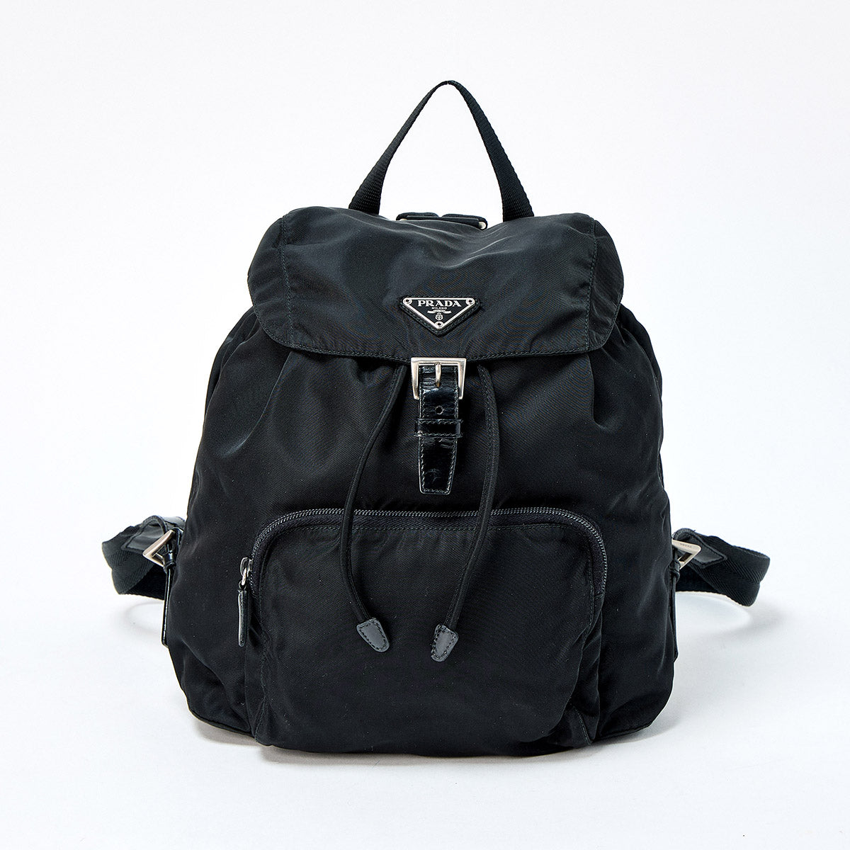 PRADA Triangle Backpack Black Silver Tessuto