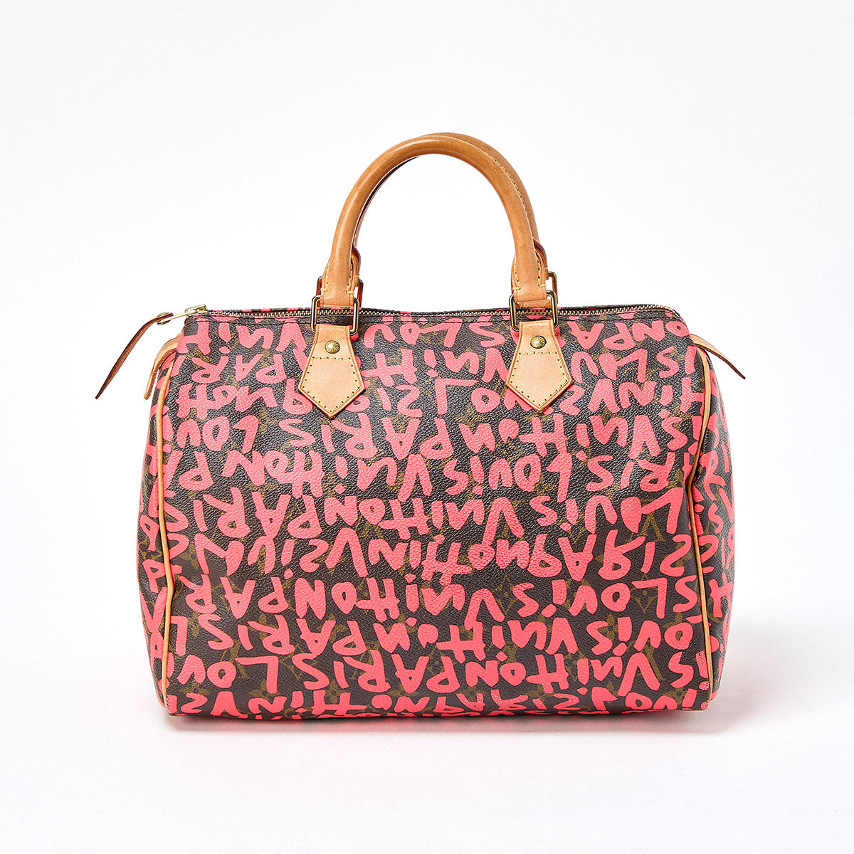 LOUIS VUITTON Speedy Monogram Graffiti 30 Boston Bag M93704 Brown Pink PVC Auth
