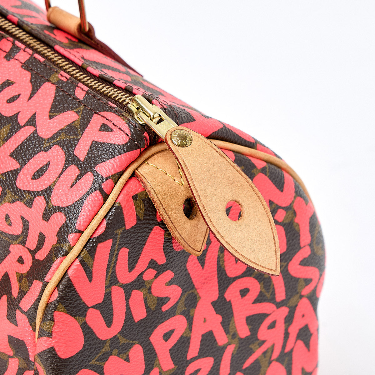 LOUIS VUITTON Speedy Monogram Graffiti 30 Boston Bag M93704 Brown Pink PVC Auth