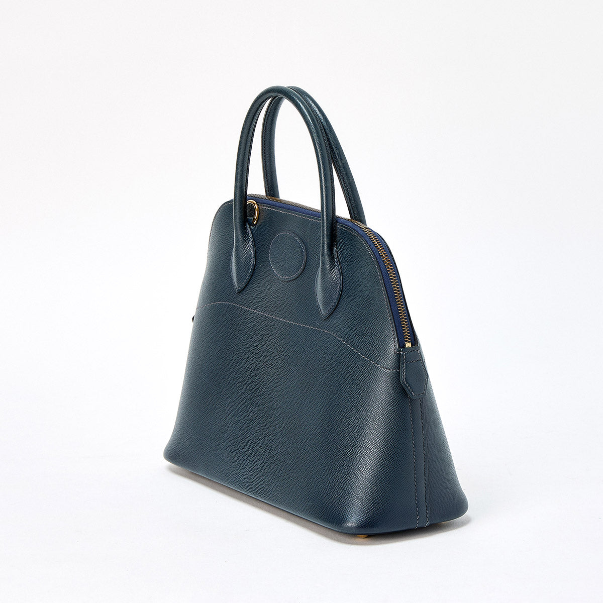 HERMES Bolide 31 1997 笆｡A Hand Bag Navy Gold Courchevel Auth