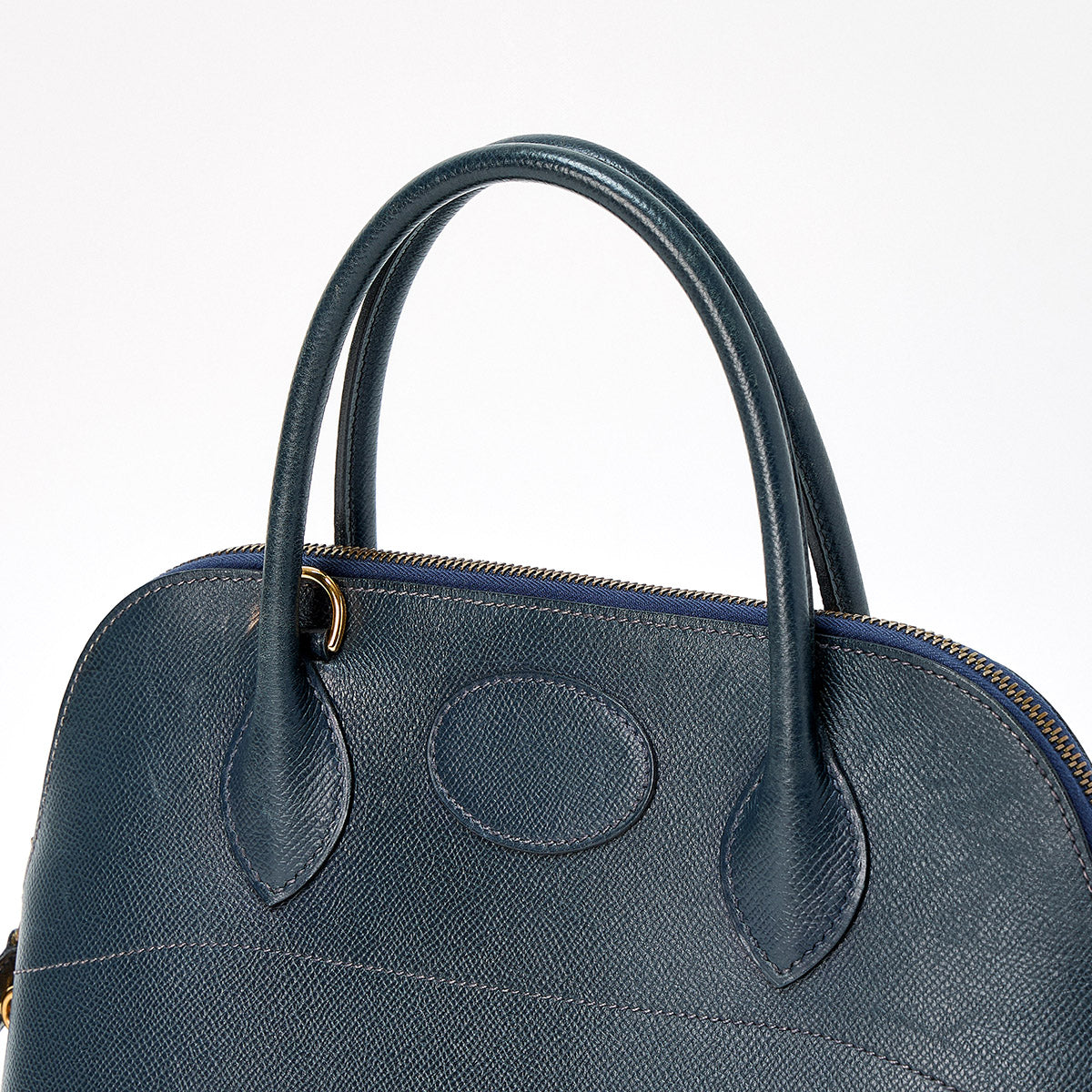 HERMES Bolide 31 1997 笆｡A Hand Bag Navy Gold Courchevel Auth