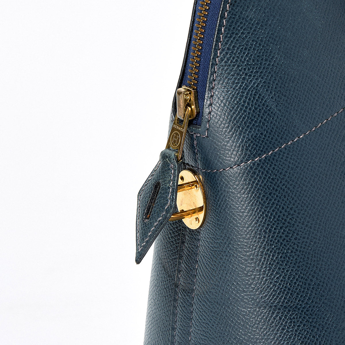 HERMES Bolide 31 1997 笆｡A Hand Bag Navy Gold Courchevel Auth