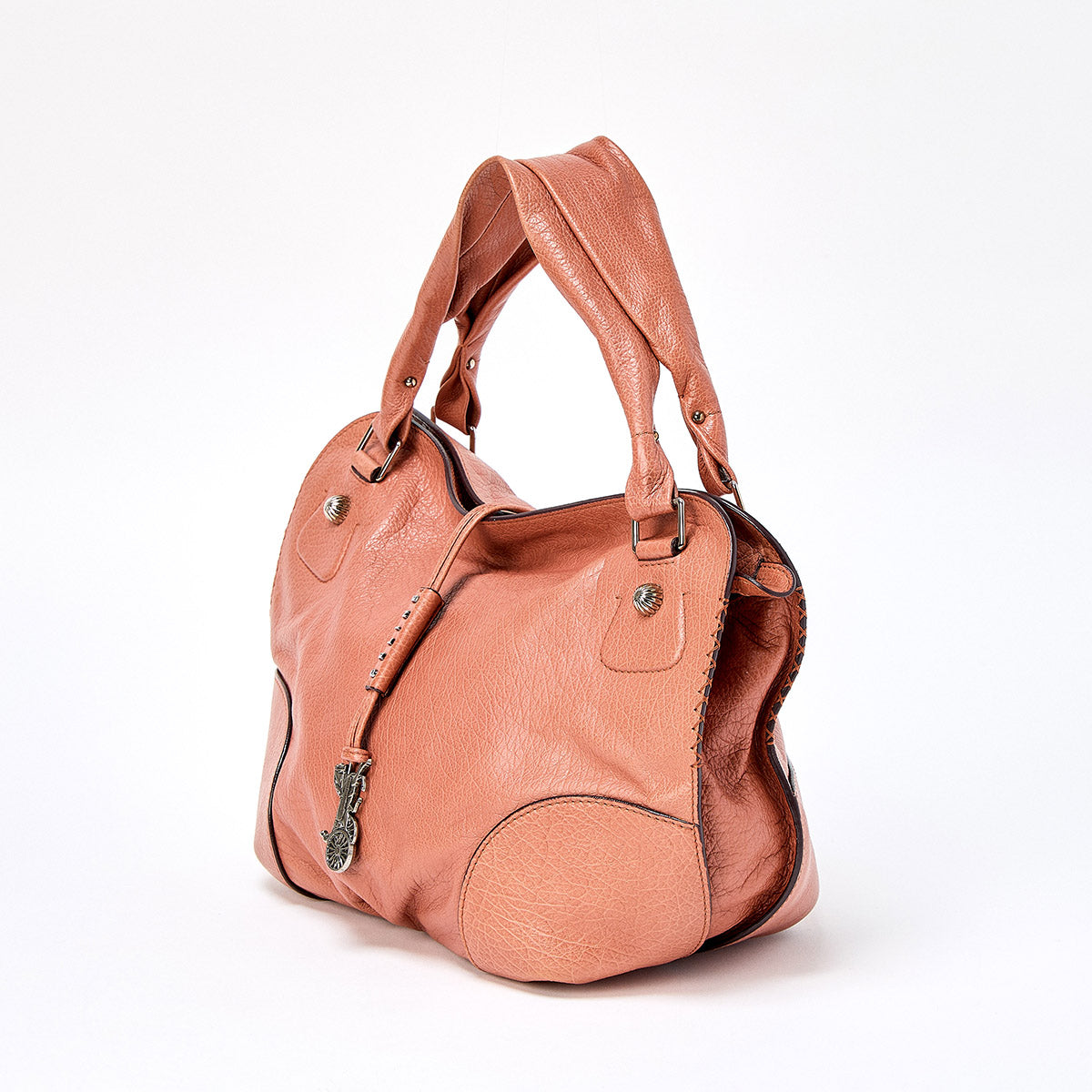 CELINE Bittersweet Hand Bag Brown Silver Leather Auth