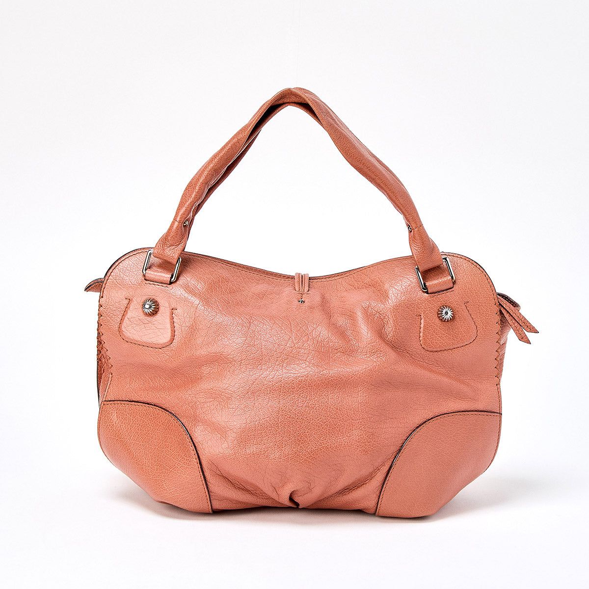 CELINE Bittersweet Hand Bag Brown Silver Leather Auth