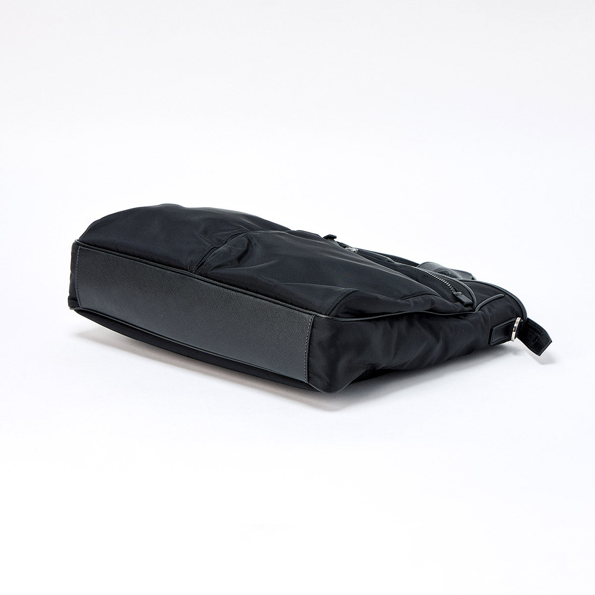 PRADA Triangle Hand Bag 2VG860 Black Silver Tessuto Auth